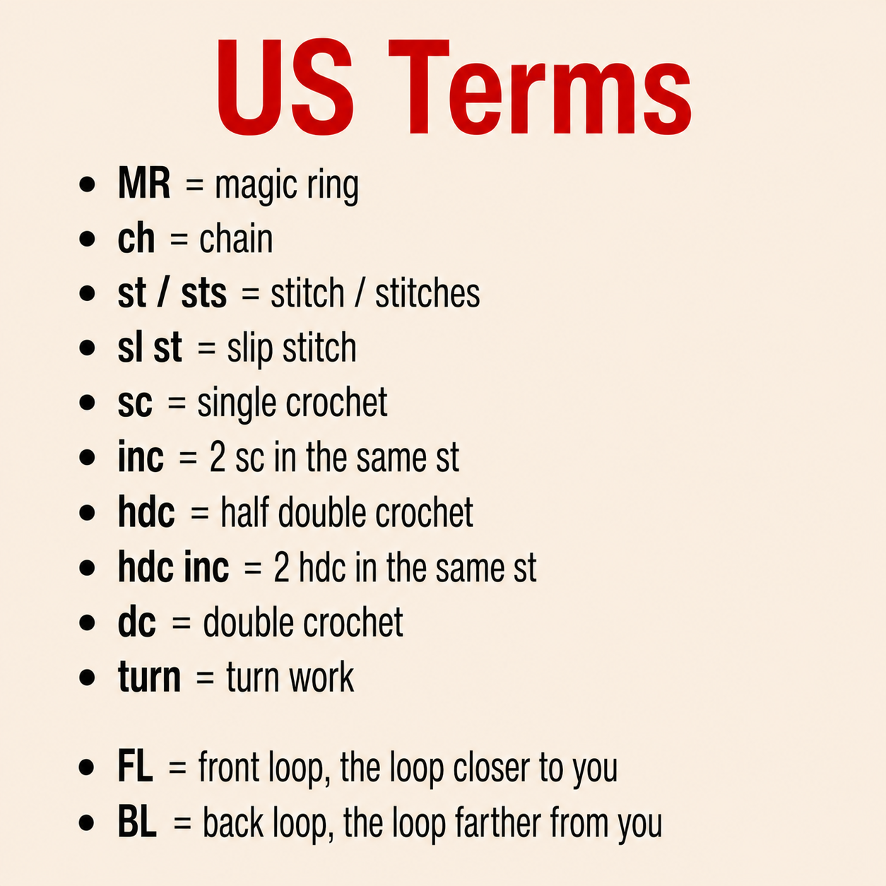 US crochet terms for micro crochet rose and butterfly pattern