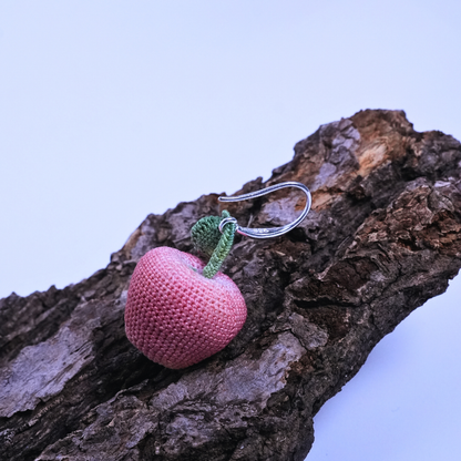 back of micro crochet apple earrings showing crochet stitches and 925 silver hooks