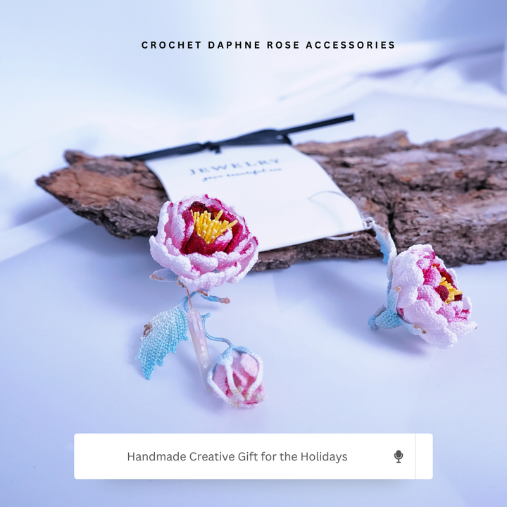 Micro crochet rose earrings with delicate floral details