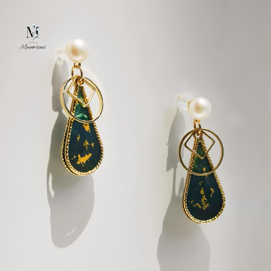 Handcrafted Velvet Flower Dangle Earrings – Inspired by Ancient Yunnan Tea Leaves