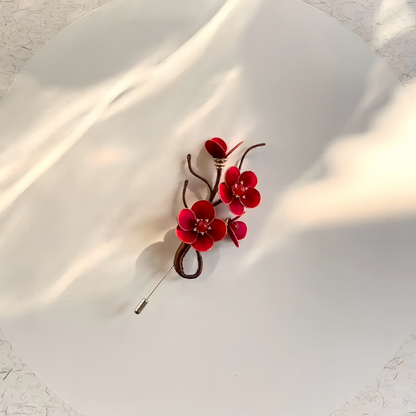 Handmade Christmas Plum Blossom Brooch — Velvet Flower