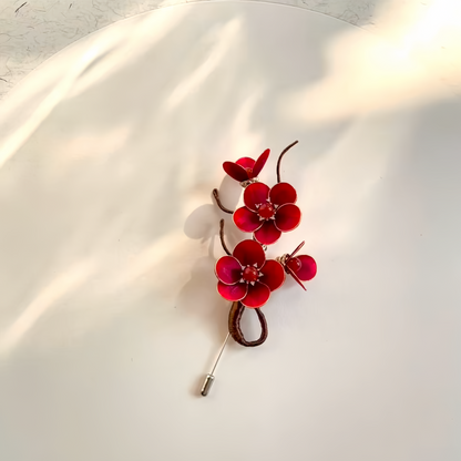 Handmade Christmas Plum Blossom Brooch — Velvet Flower