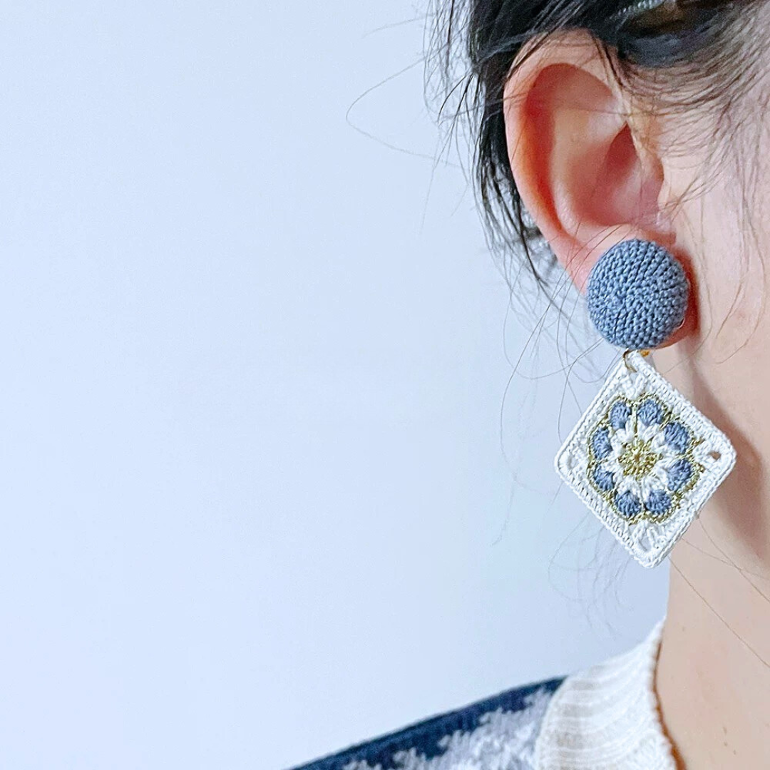 Micro Crochet Granny Square Earrings