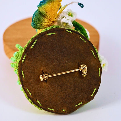 Crochet Mushroom Sprite Brooch