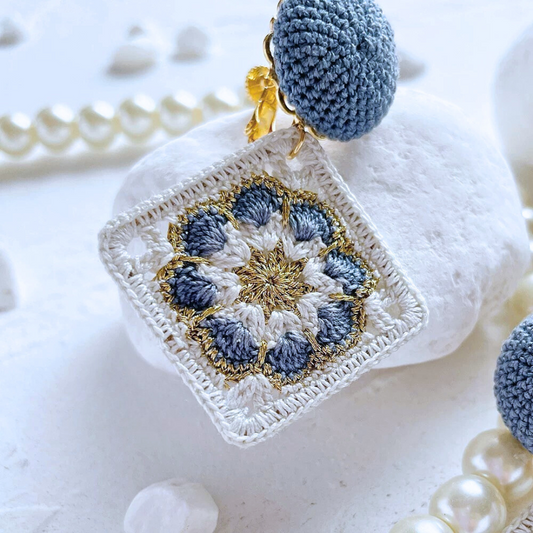 Micro Crochet Granny Square Earrings