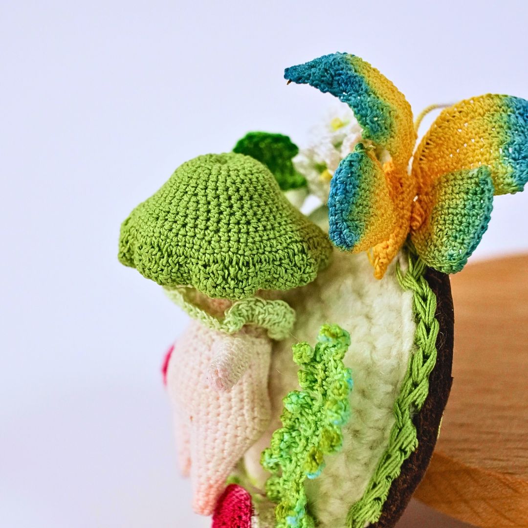 Crochet Mushroom Sprite Brooch