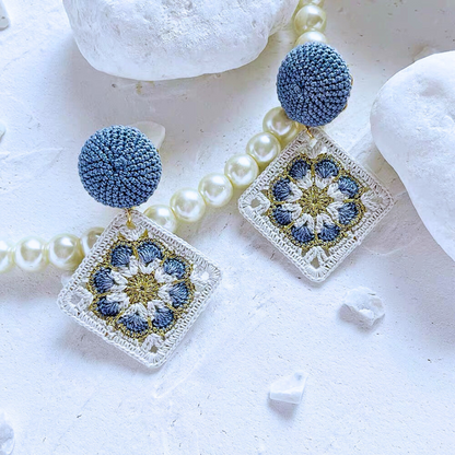 Micro Crochet Granny Square Earrings