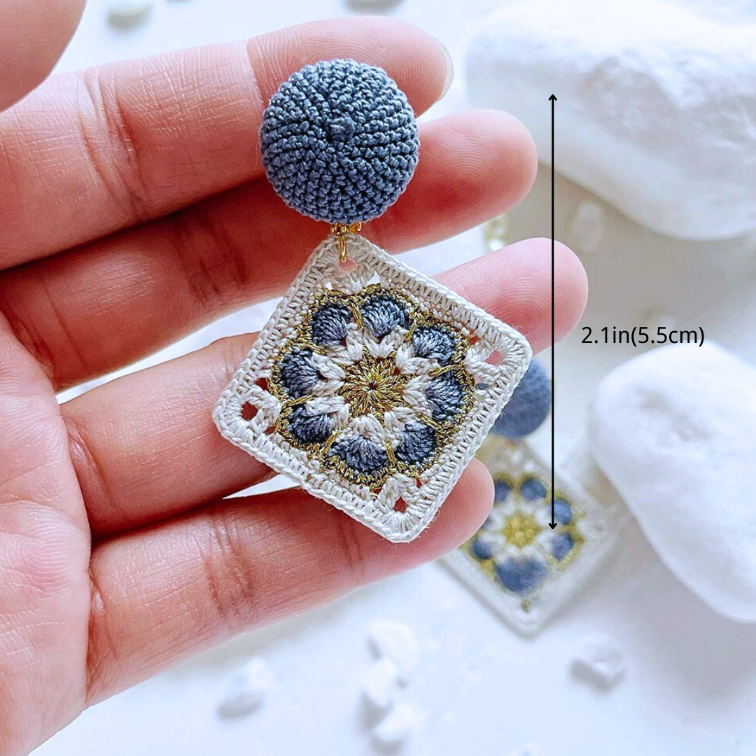 Micro Crochet Granny Square Earrings
