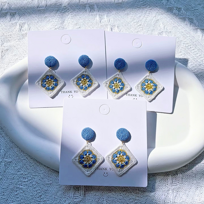 Micro Crochet Granny Square Earrings