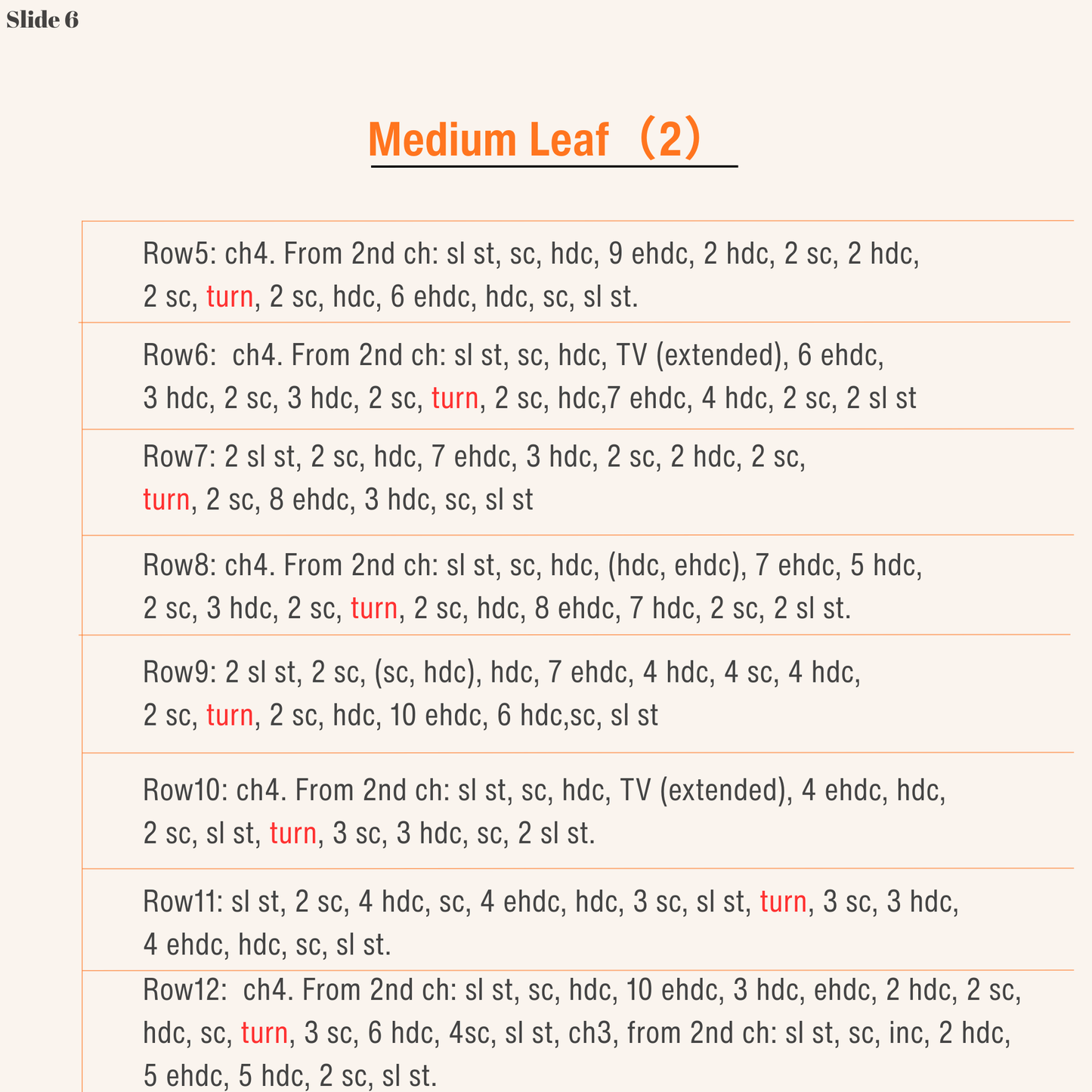 Medium leaf and sunflower bud instructions in step-by-step image format
