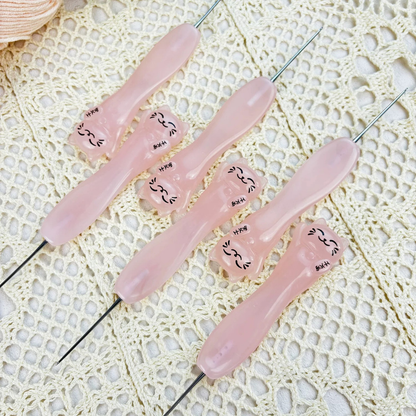 Cat edition micro crochet hook flat lay for lace thread and miniature crochet