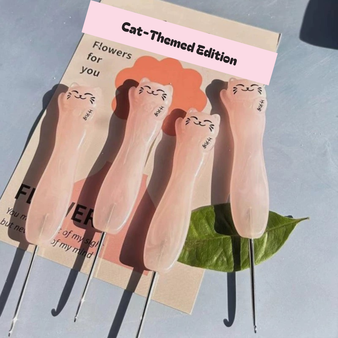 Cat edition micro crochet hooks for tiny stitches and fine thread work