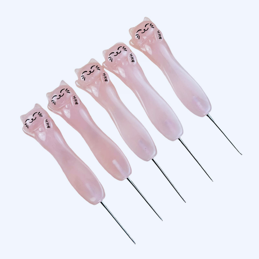 MIMO cat edition micro crochet hook set with pink resin handles