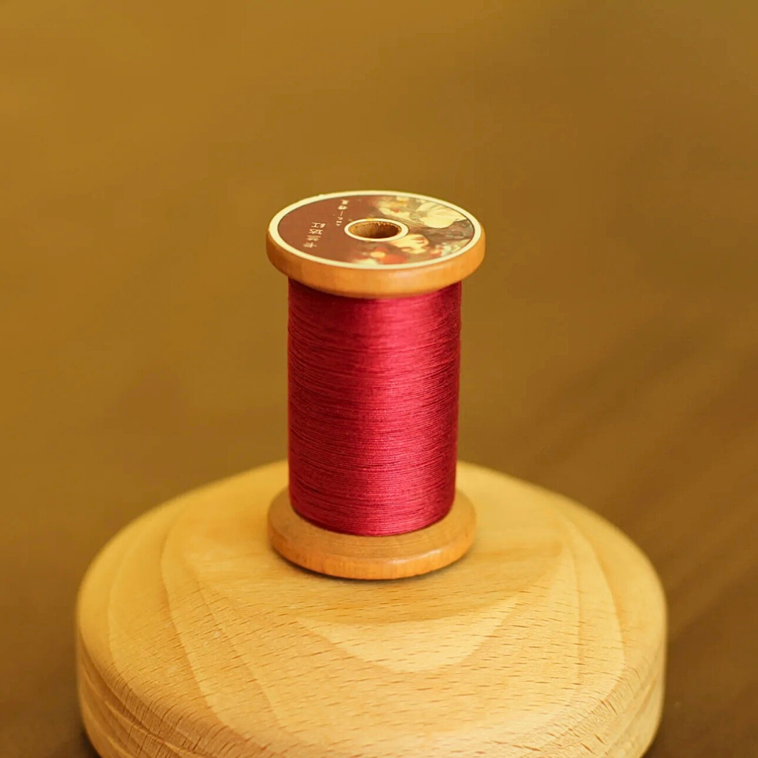 Micro crochet lace thread in burgundy red, Egyptian cotton, size 100