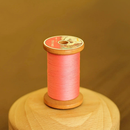 Micro crochet lace thread in deep coral pink, Egyptian cotton, size 100