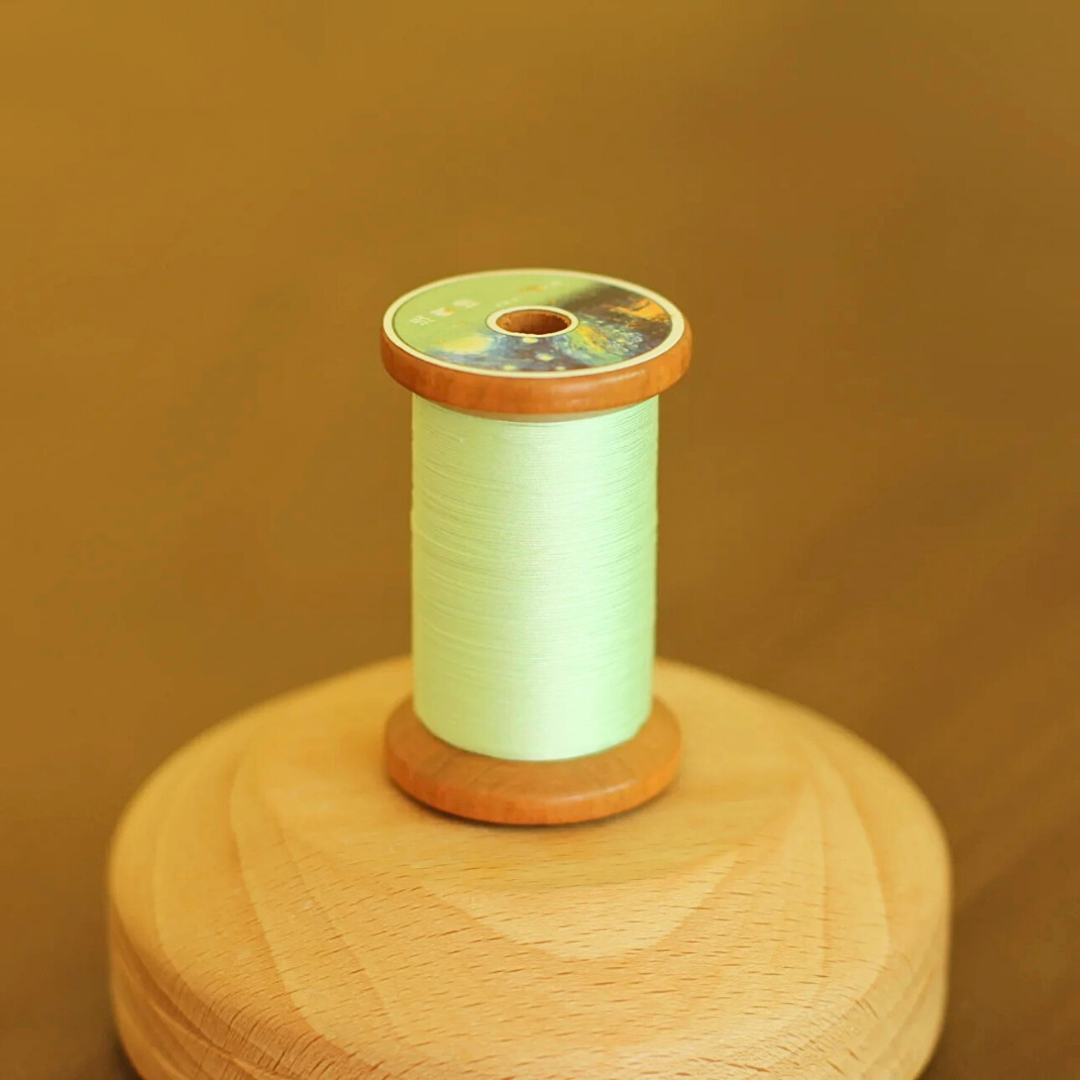 Micro crochet lace thread in light teal green, Egyptian cotton, size 100