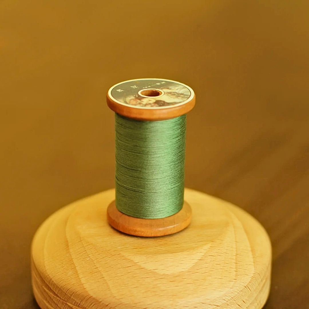 Micro crochet lace thread in seafoam dark green, Egyptian cotton, size 100