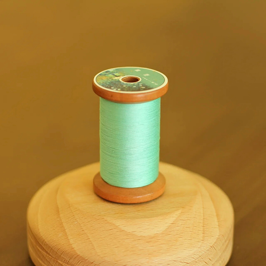 Micro crochet lace thread in teal green, Egyptian cotton, size  100