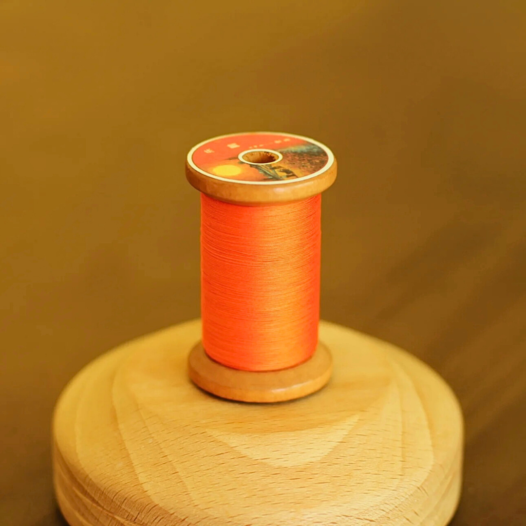 Micro crochet lace thread in vermilion orange, Egyptian cotton, size 100