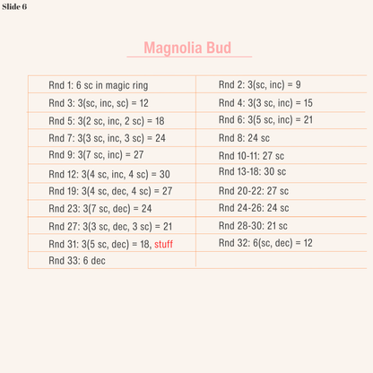 Micro Crochet Magnolia Pattern