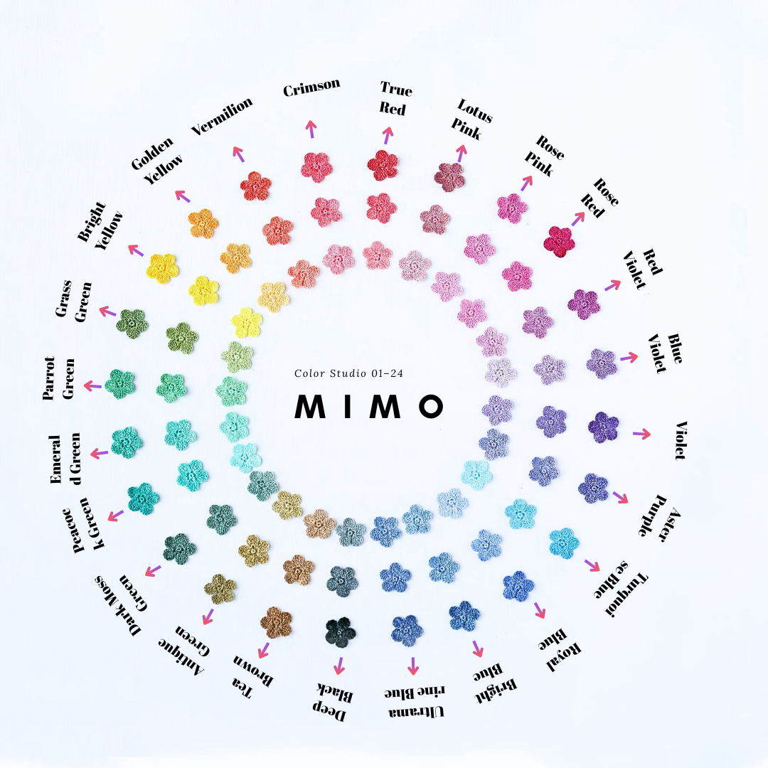 24-color fabric dye set color chart showing vibrant cotton dye shades