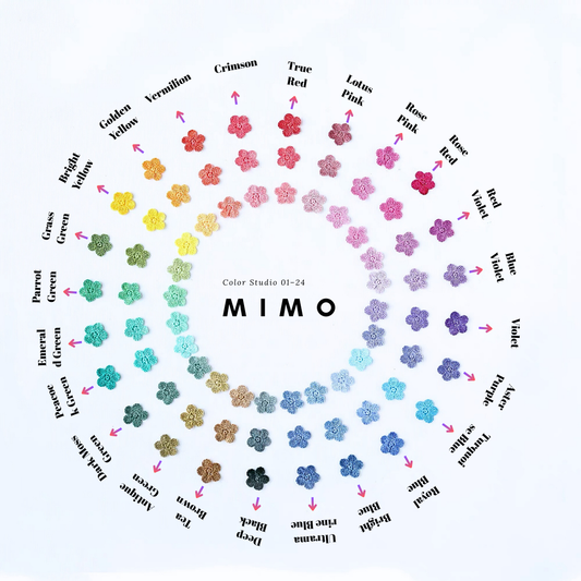 24-color fabric dye set color chart showing vibrant cotton dye shades