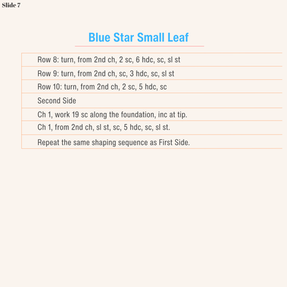 Small leaf crochet instructions for the MIMO micro crochet Blue Star Flower pattern