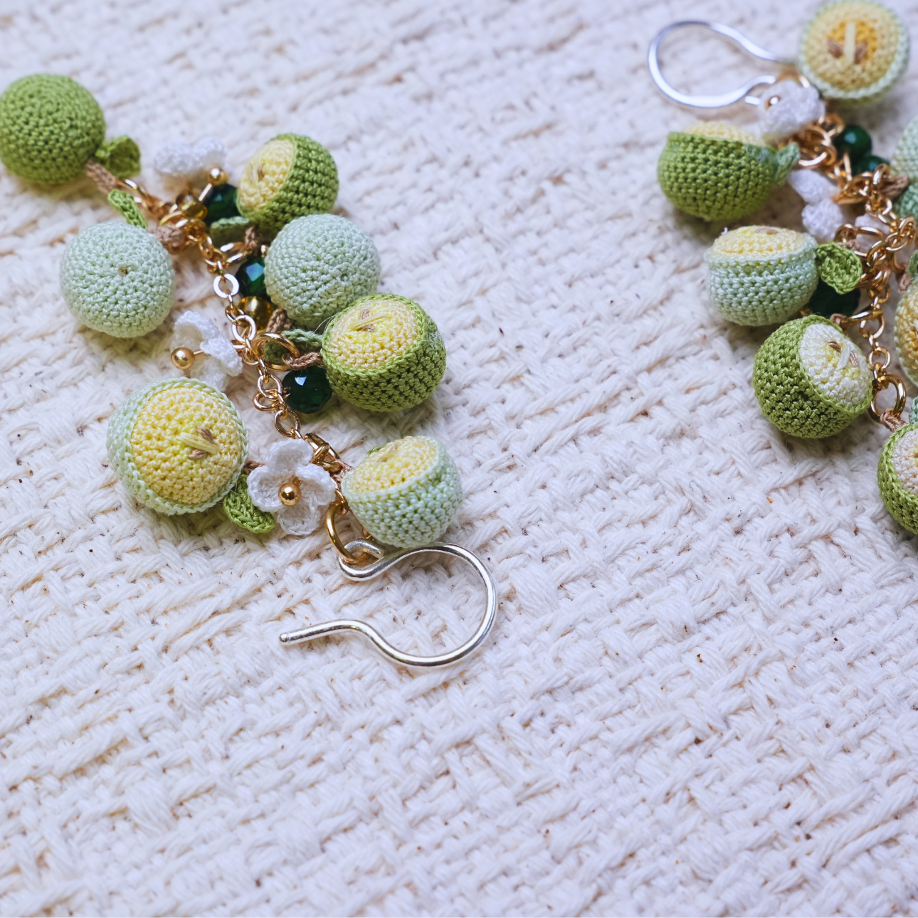 Micro Crochet Half Apple Fruit Earrings