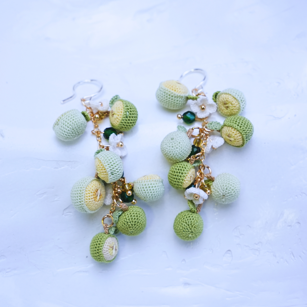Micro Crochet Half Apple Fruit Earrings
