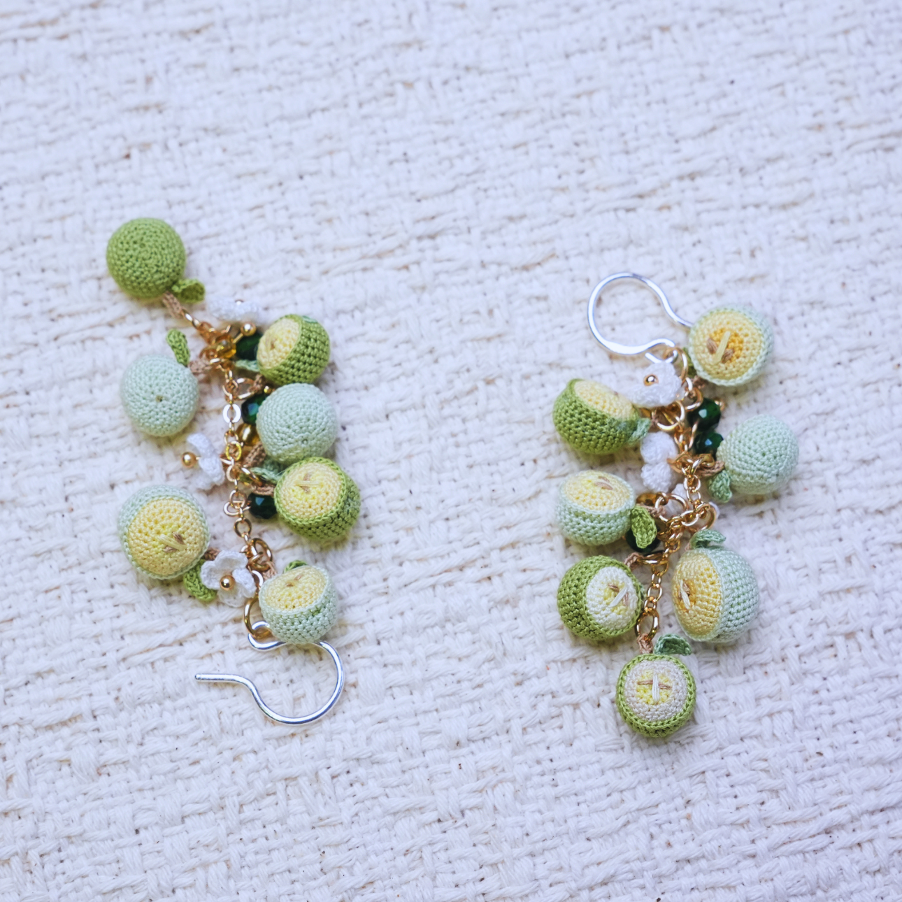 Micro Crochet Half Apple Fruit Earrings