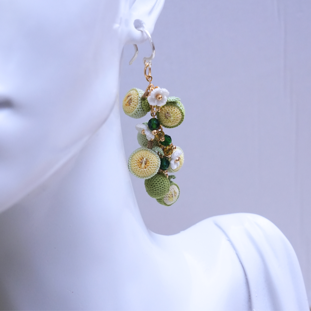 Micro Crochet Half Apple Fruit Earrings