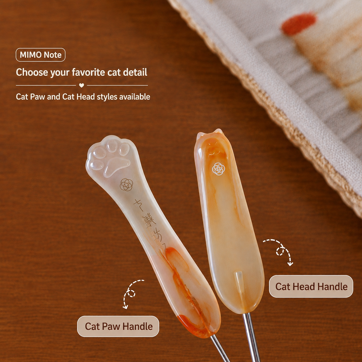 Cat Paw and Cat Head resin crochet hook handle styles for detailed crochet work